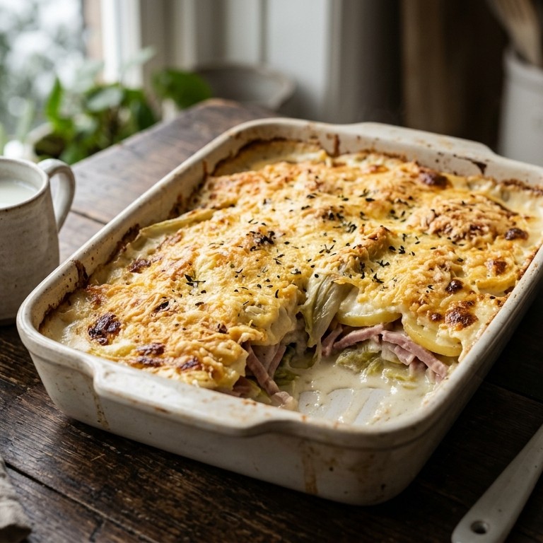 Andijvie uit de oven met ham en geraspte kaas recept