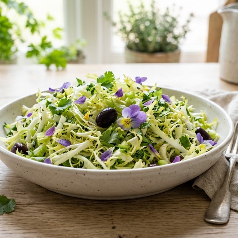 Andijviesalade met viooltjes recept