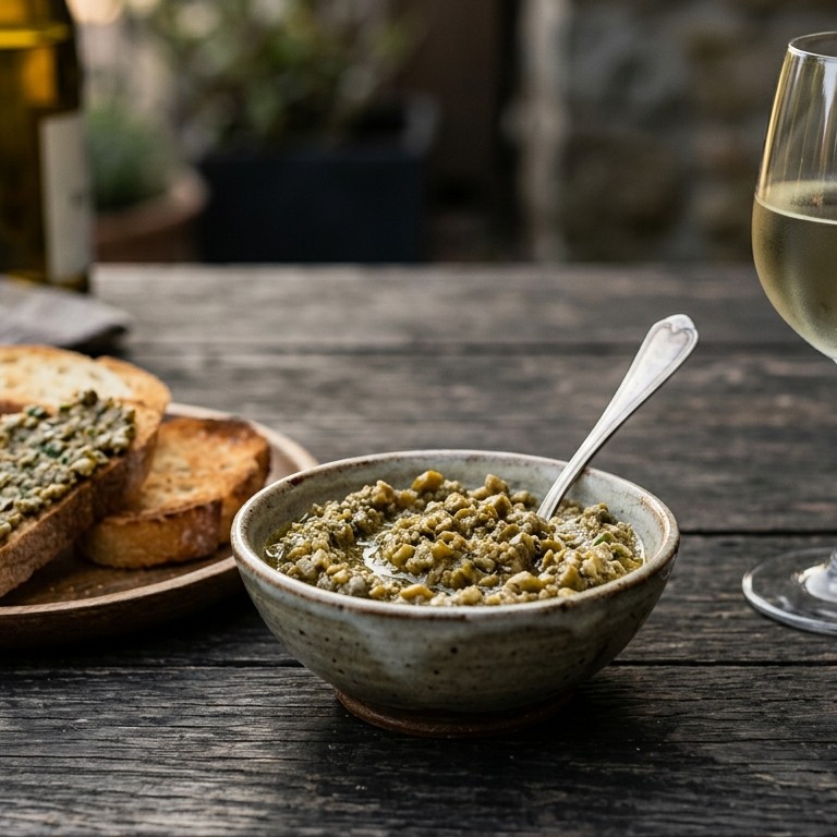 Ansjovistapenade met groene olijven recept