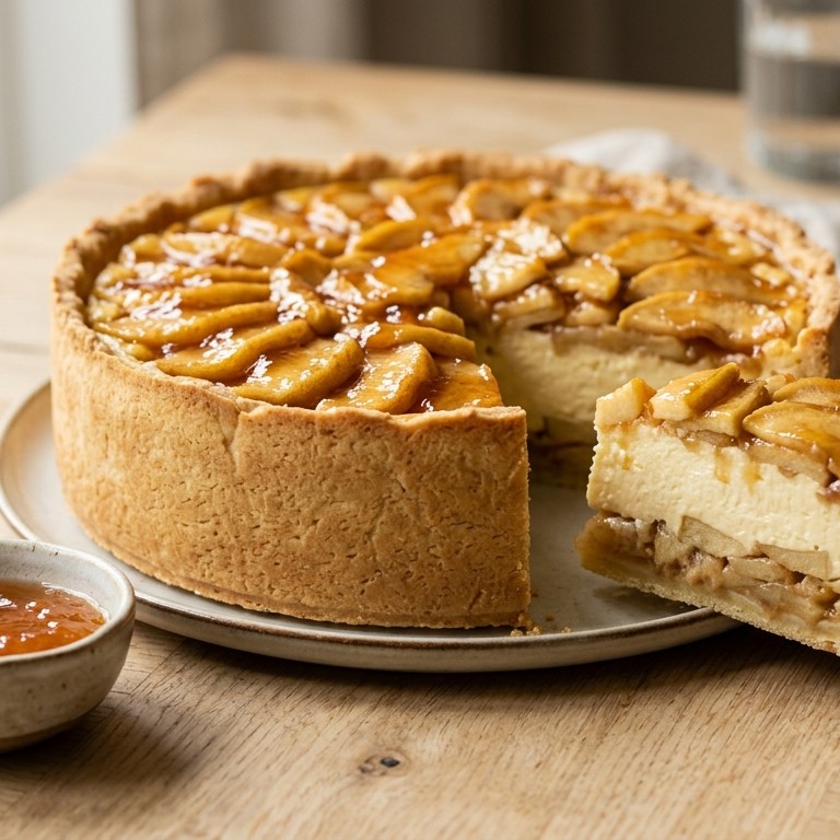 Appel-kwarktaart met abrikozenjam recept