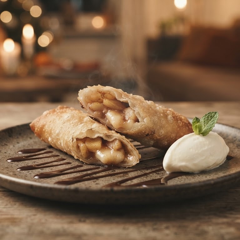 Appel loempiaatje met marsepein en chocolade recept