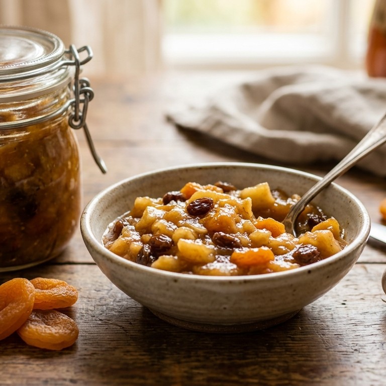 Appelchutney met rozijnen en abrikozen recept