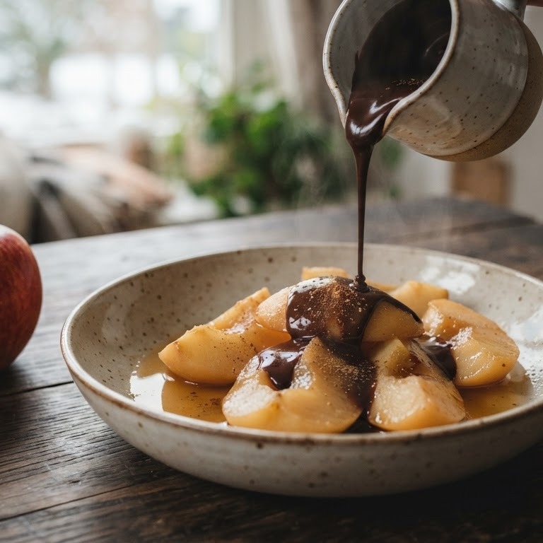 Appels met warme chocoladesaus recept