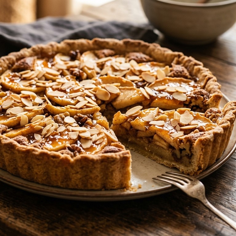 Appeltaart met abrikozenjam en amandelspijs recept