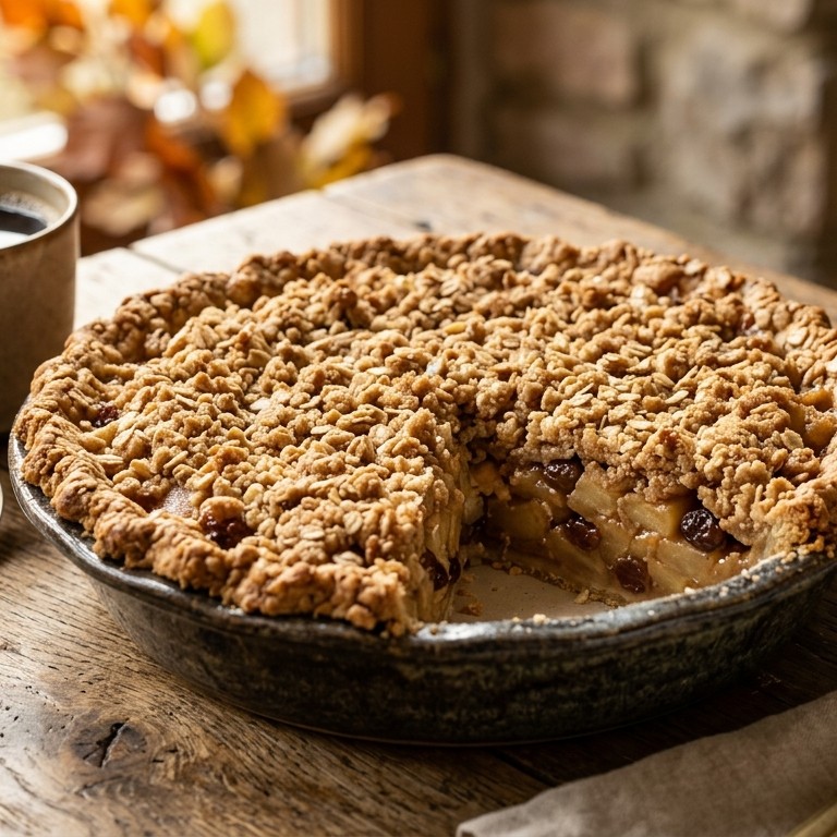 Appeltaart met havermout en rozijnen recept