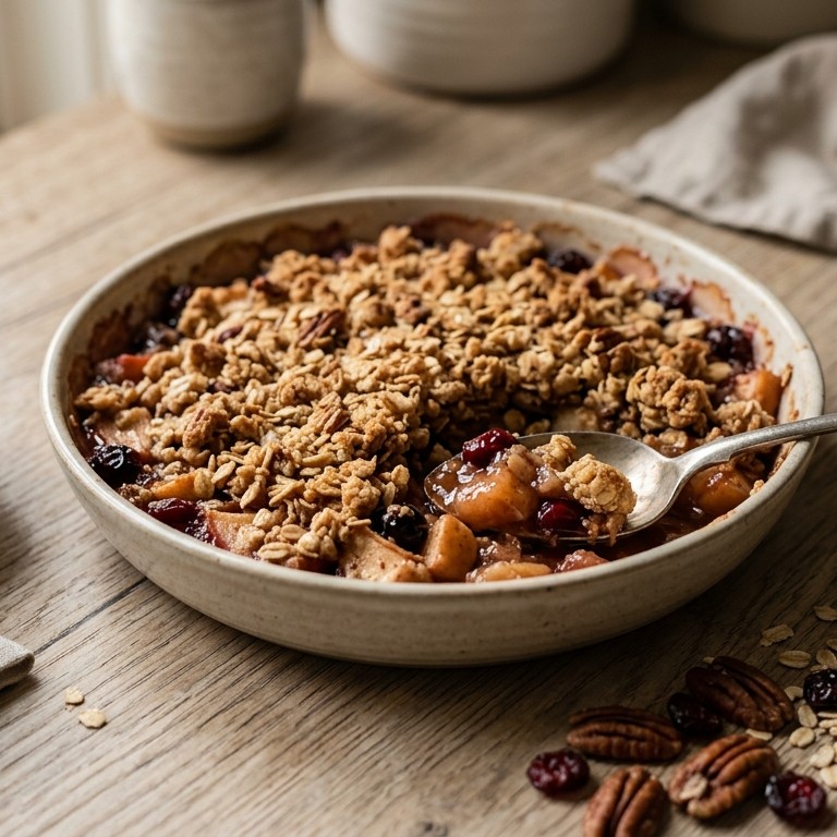 Appeltoetje met haver-honing-kruimels recept