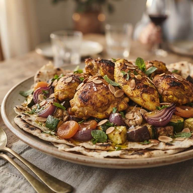 Arabische kip met courgette en aubergine recept