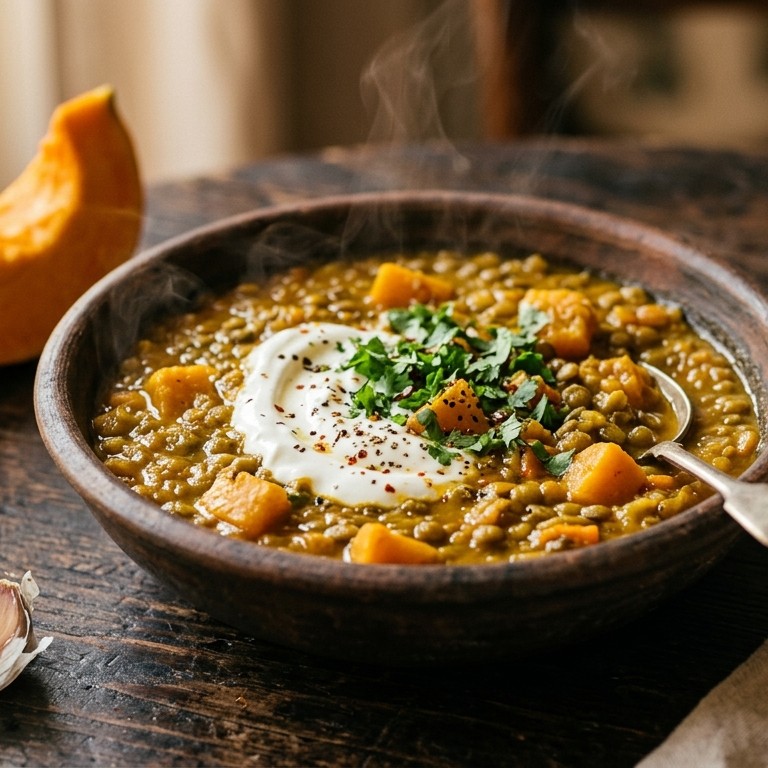 Arabische linzenstoof met pompoen recept