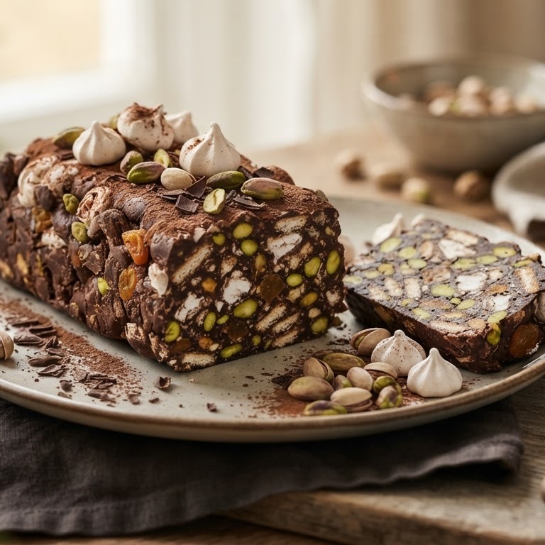 Arretjescake met pistachnoten en schuimpjes recept