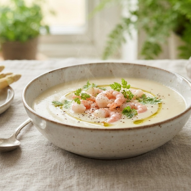 Asperge soep met gamba's recept