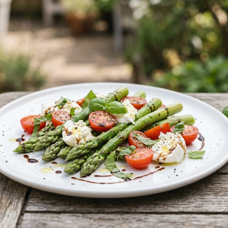 Asperge-tomatensalade met mozzarella recept