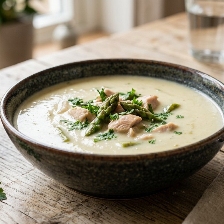 Aspergecrèmesoep met kipfilet recept
