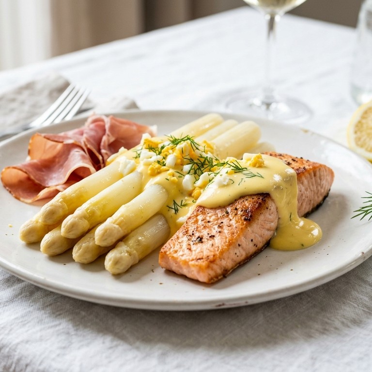 Asperges en zalm met hollandaisesaus recept