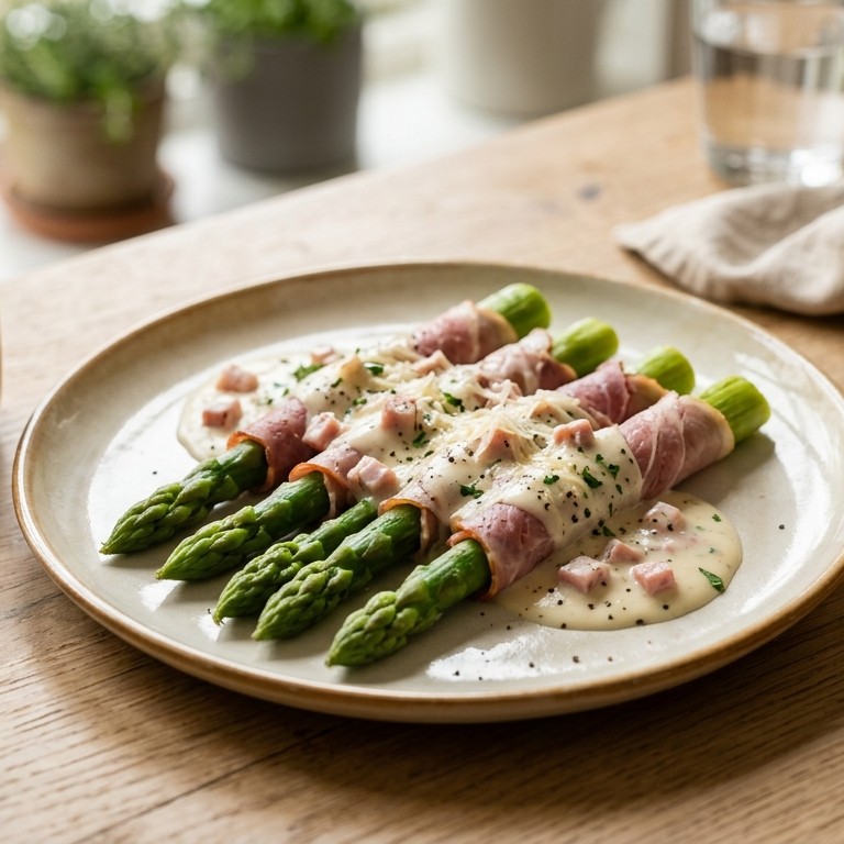 Asperges met romige hamsaus recept