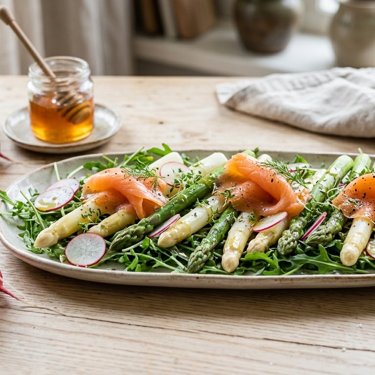 Aspergesalade met rookzalm recept