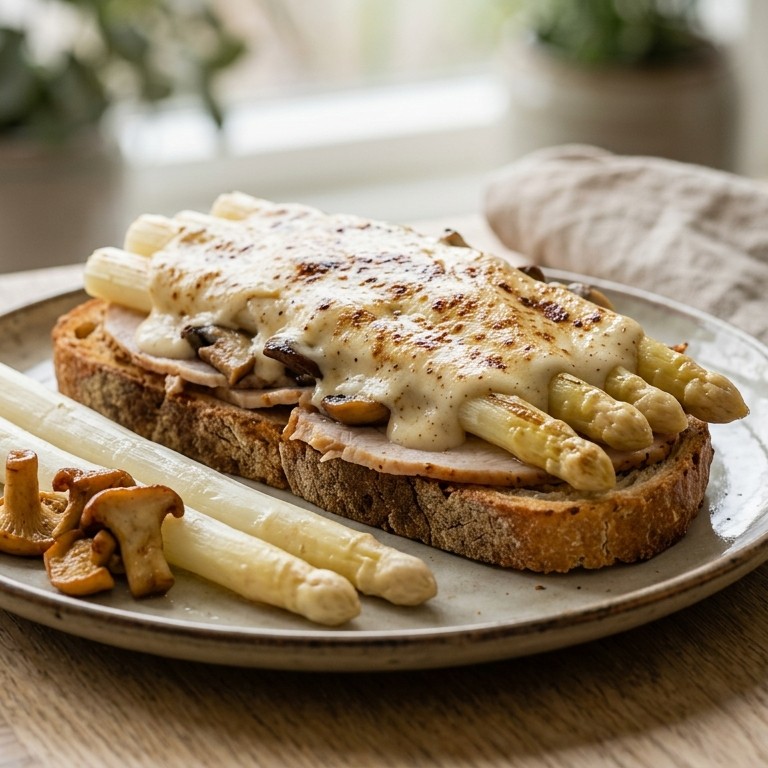 Aspergetoast met kalkoenfilet recept