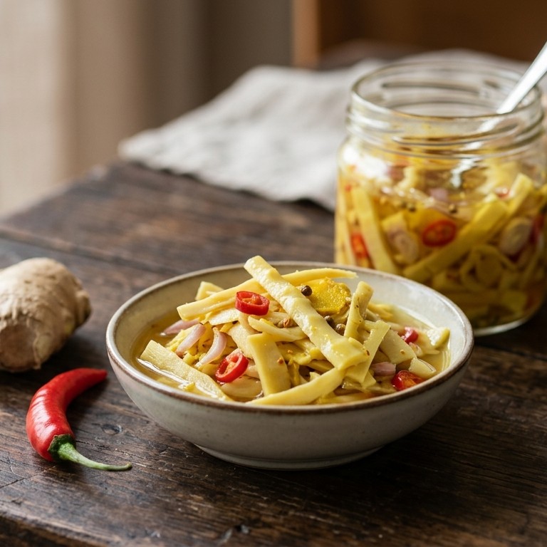 Atjar bamboe (zoet zure bamboescheuten) recept