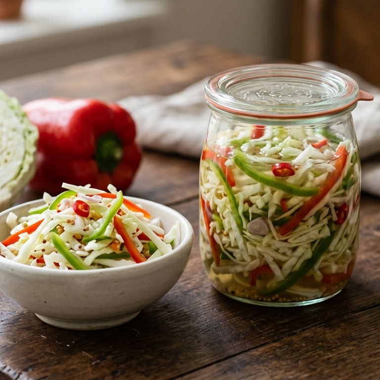 Atjar Kubis (zoet zure kool en paprika) recept