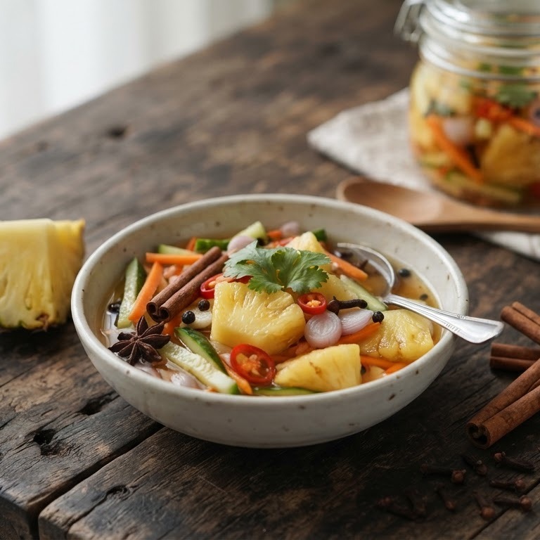 Atjar nanas  (zoet/zure ananas) recept