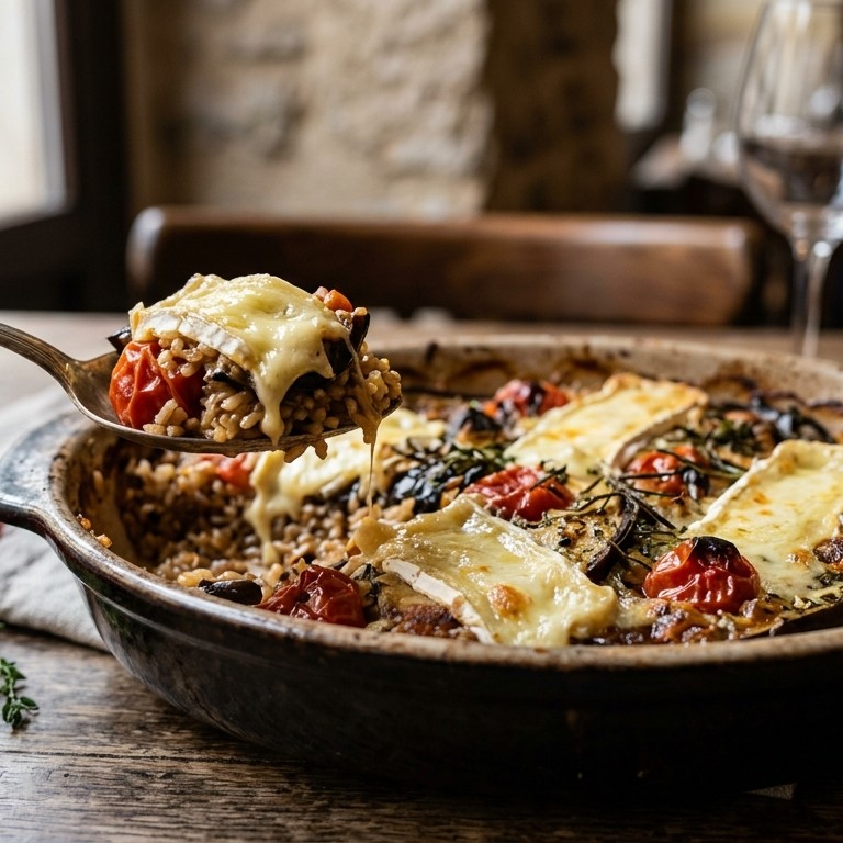 Aubergine-rijstschotel met brie recept