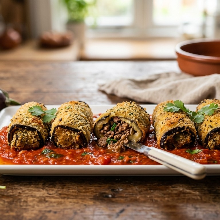 Aubergine Rolletjes recept