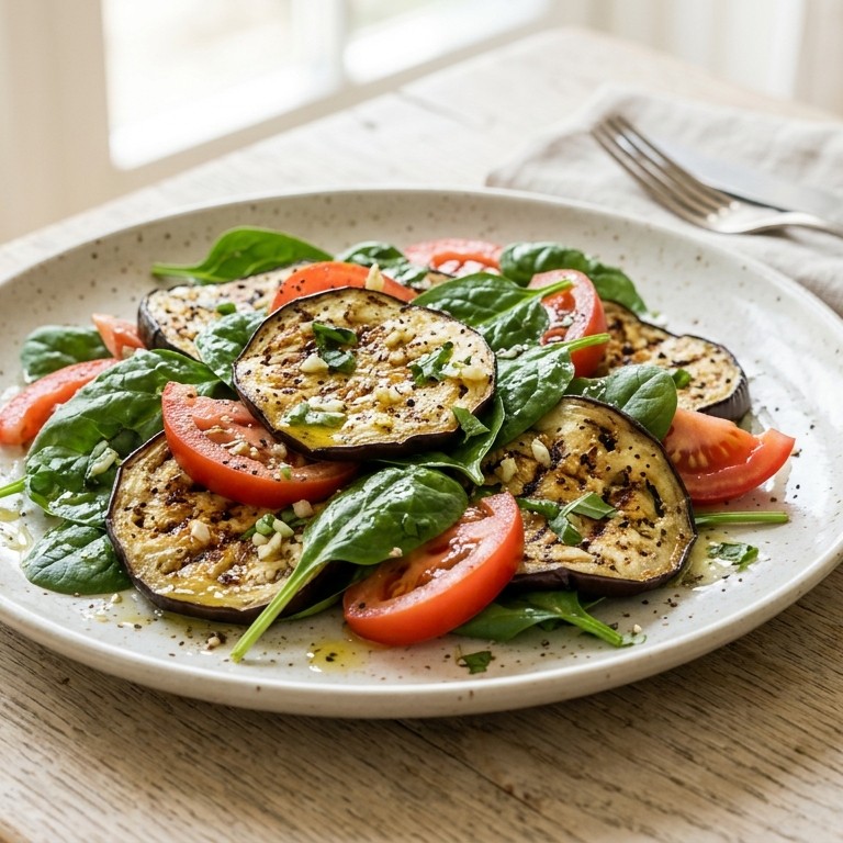 Aubergine-spinaziesalade recept