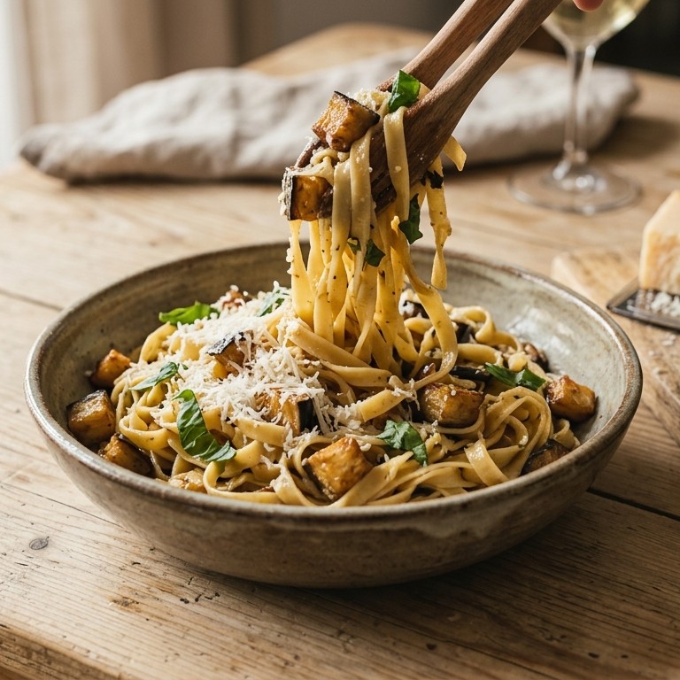 Auberginepasta recept