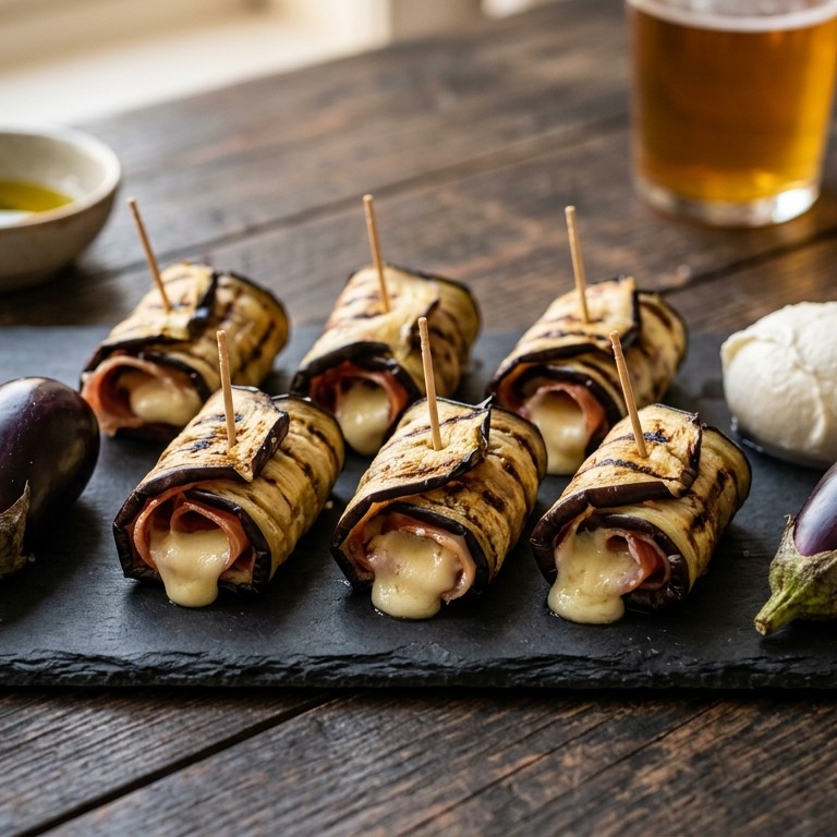 Auberginerolletjes met rauwe ham recept