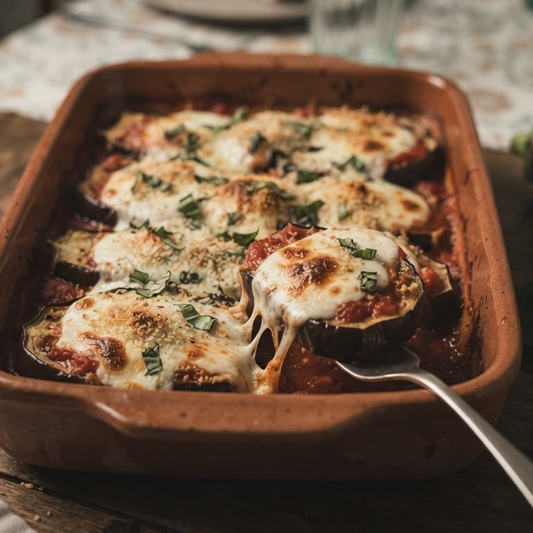 Aubergines uit de oven met mozzarella recept