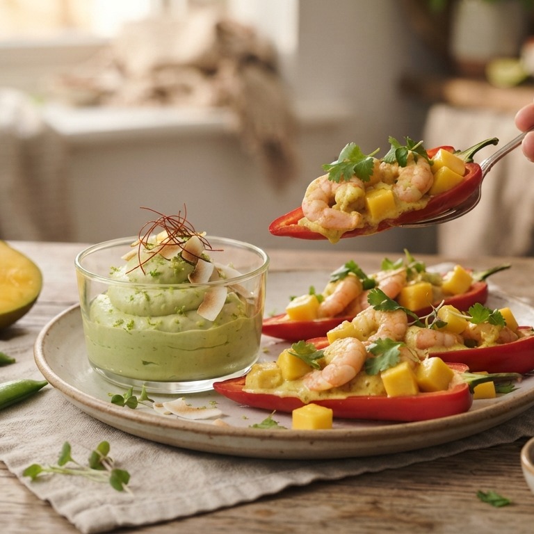 Avocadomousse met garnalenbootjes van Jacob recept