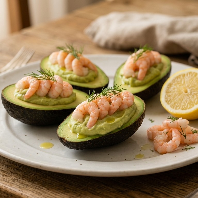 Avocadomousse met garnalenbootjes recept