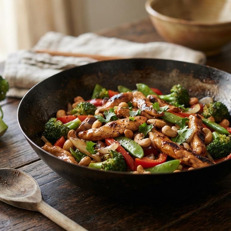 Aziatisch roerbak met kip, broccoli en paprika recept