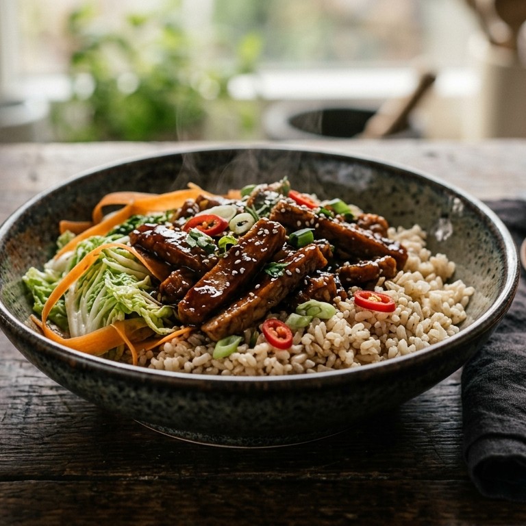 Babi ketjap van vegetarische reepjes met chinese kool en peen recept