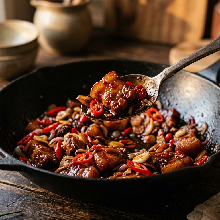 Babi lombok ketjap (pittig gekruid varkensvlees) recept