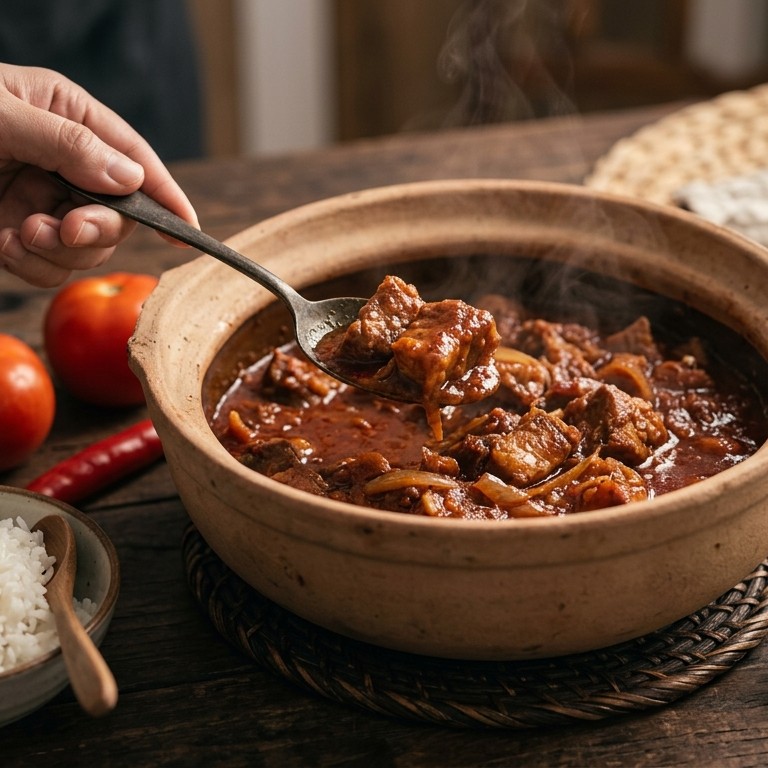 Babi masak habang (varkensvlees met tomatensausje) recept