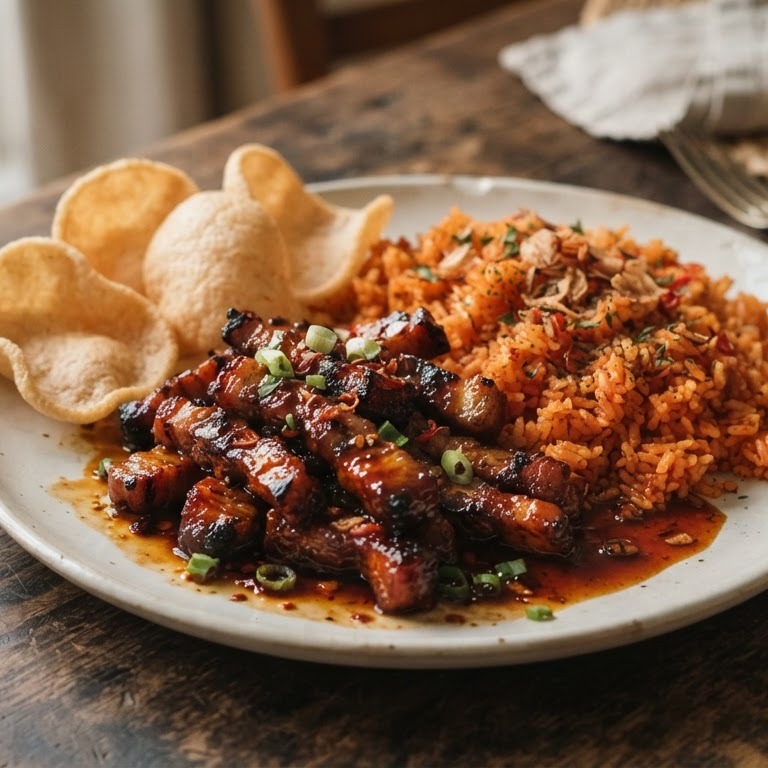 Babi pangang met pittige tomatenrijst recept