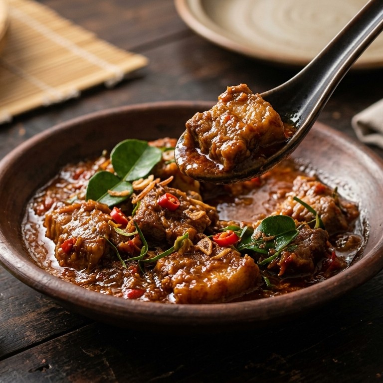 Babi roedjak (fijn gekruid licht zuur varkensvlees) recept