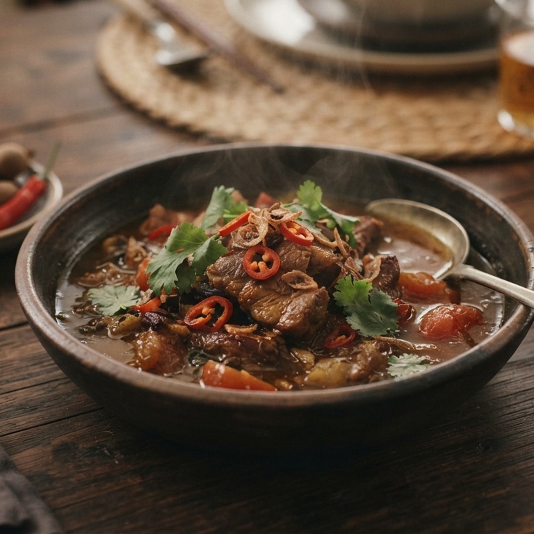 Babi smoor pedis (Varkensvlees in bouillon) recept