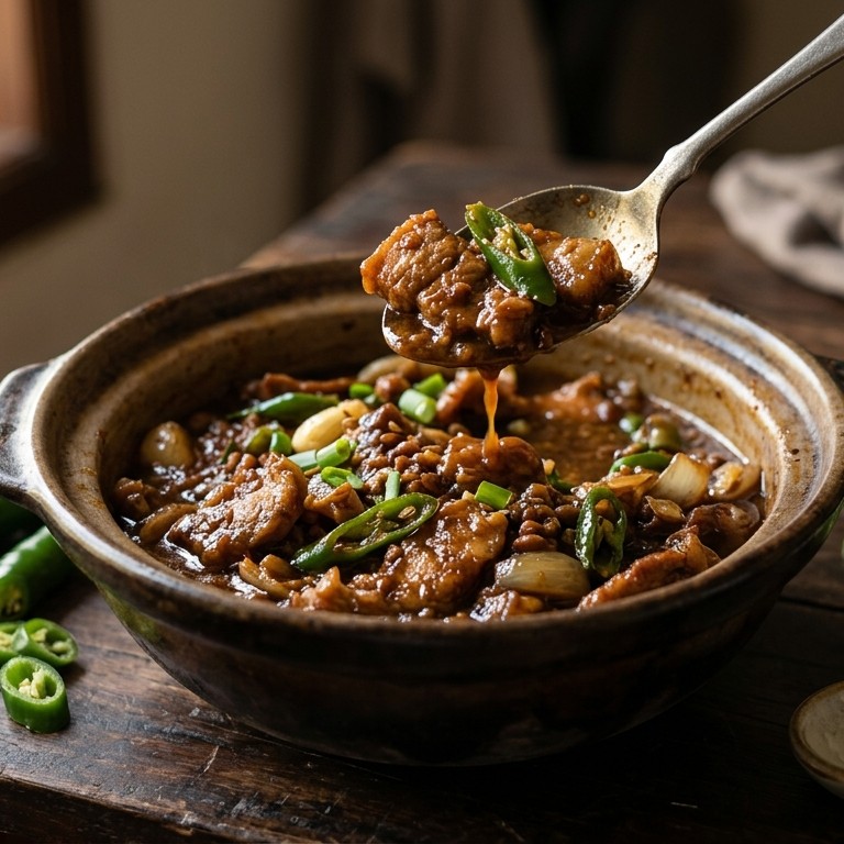 Babi taoco (hamlappen gestoofd in zwarte bonensaus) recept