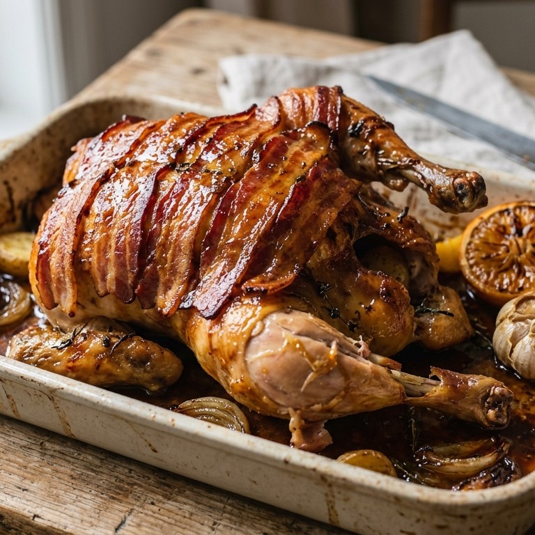 Bacon belegde kip recept