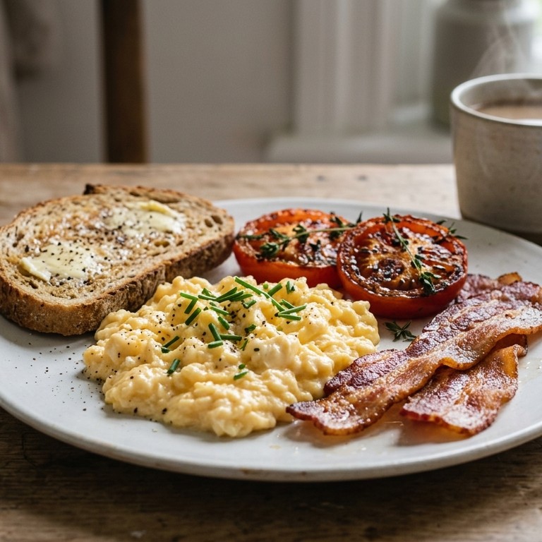 Bacon en tomaat met roerei recept