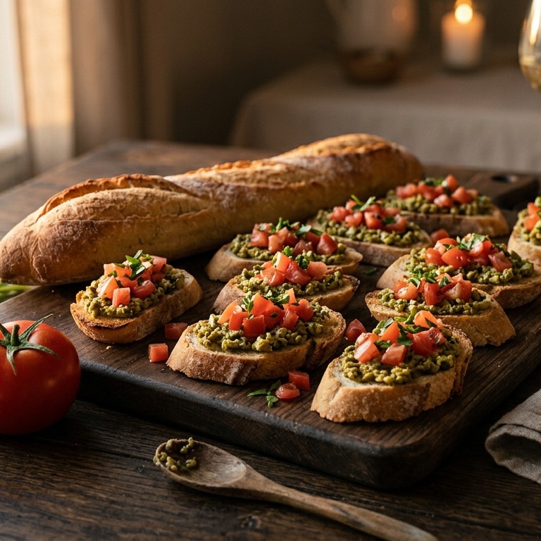 Baguette met een tapenade van olijven recept