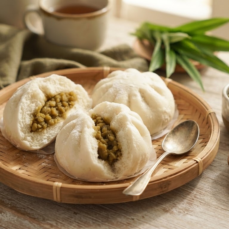 Bahpau met katjang idjo (deegwaren met gekruide groente) recept