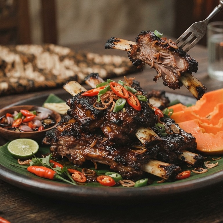 Bakar Iga Kambing (matig gekruid lamsvlees met papaya) recept