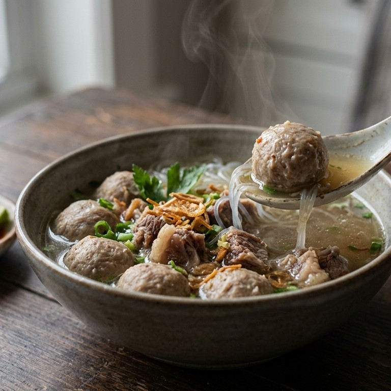 Bakso tetelan (soepballetjes van rundvlees) recept