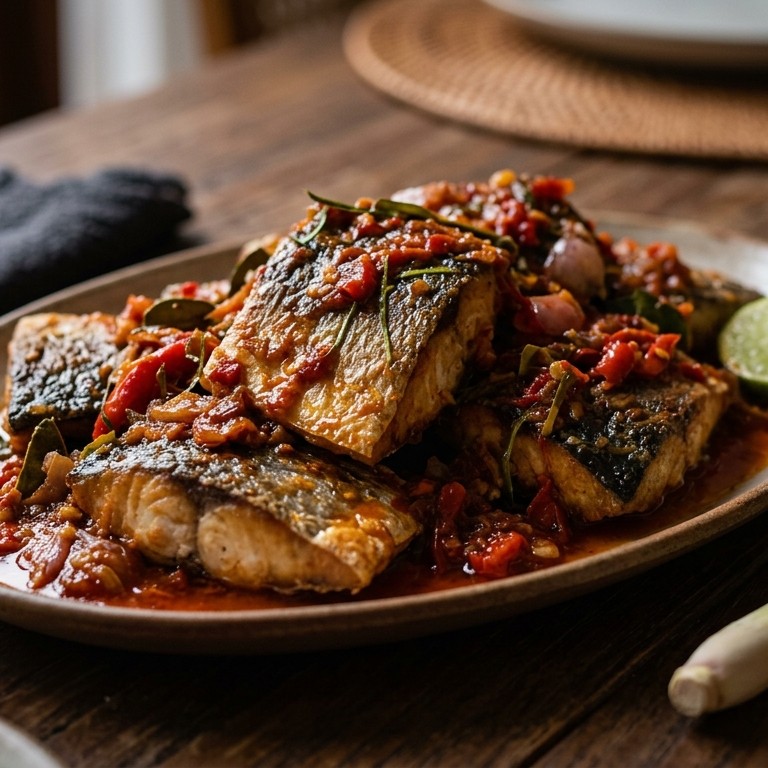 Balado ikan tenggiri (zeer hete makreel) recept