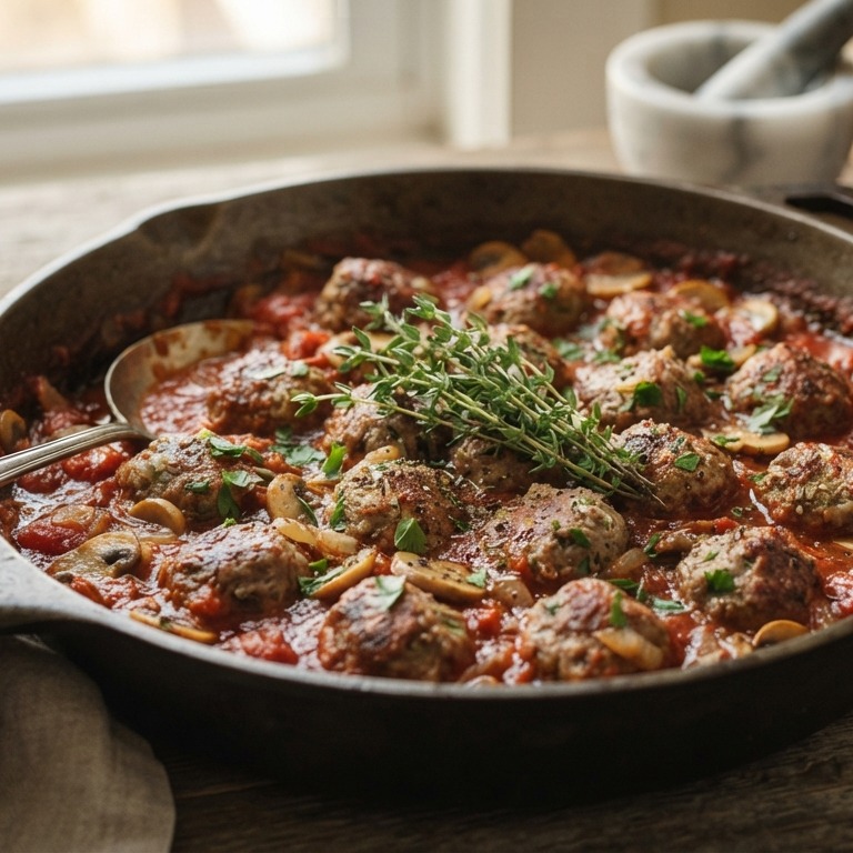 Balletjes in tomatensaus met champignons recept