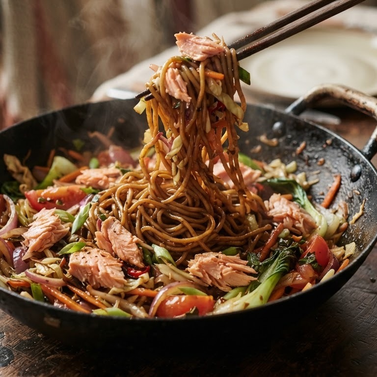 Bami met zalm recept