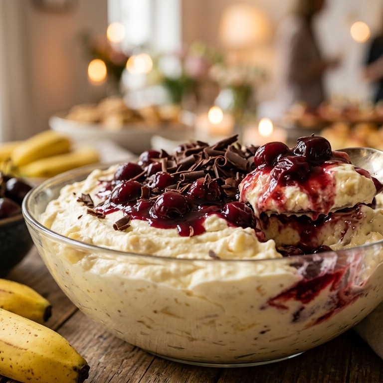 Bananenkwark met kersencompote voor buffet recept