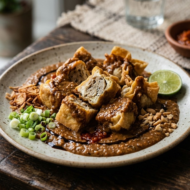 Batagor (gefrituurde vispakketjes in satésaus) recept